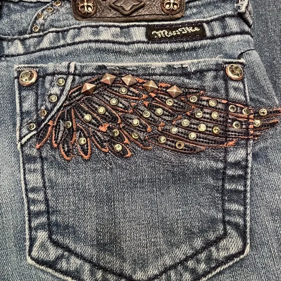 *SOLDMiss Me JP5331B4 Boot Cut Jeans with Embellished Angel Wing Pockets Size 27 - Picture 14 of 14